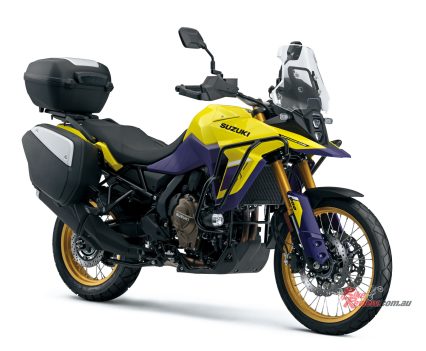Fully accessorised 2023 Suzuki V-STROM 800.