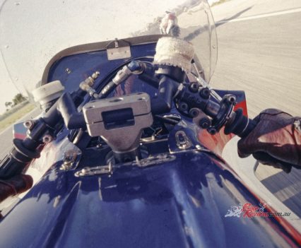 "The front in particular was unusual because it was much wider than usually fitted to other bikes, to be able to accept the extra cornering and braking forces."