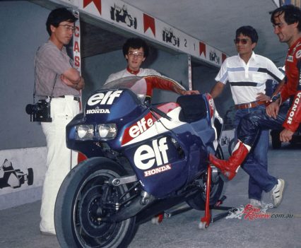 The ELFe with Christian Leliard and Japanese journalists. Ready to take the wild machine for a test.