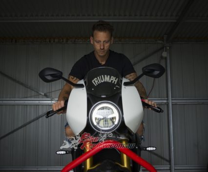 Luke with the Triumph Speed Triple 1200 RR.