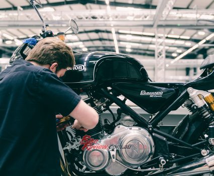 New Norton Commando assembly line.