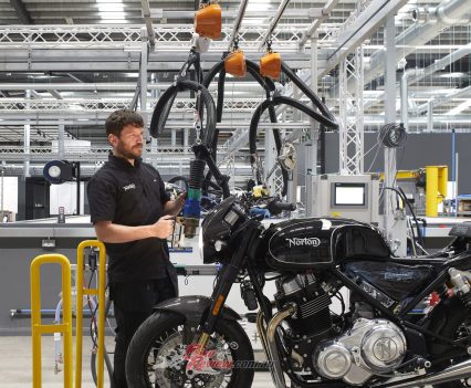 New Norton Commando assembly line.