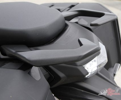 Large pillion seat and pillion grab rails.
