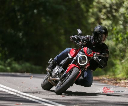 Easy to ride at slow speeds, how does the 2022 Monster handle the twisties? Well...