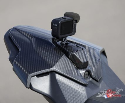 Carbon-fibre rear cowl.