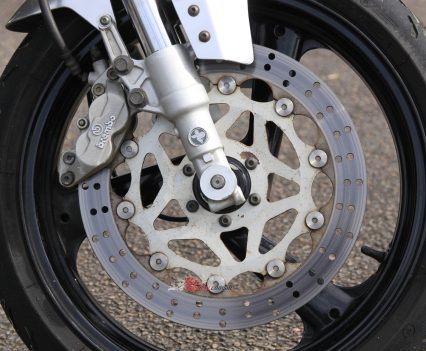 Four-pot Brembo caliper.