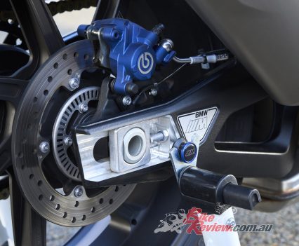 The swingarm is real eye candy. Brembo rear caliper.