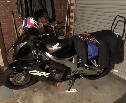 Checking out the bike for the first time.
