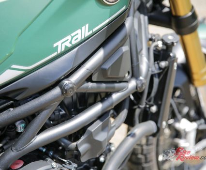 An exposed trelis frame.