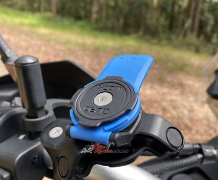 The Quad Lock is the only thing that Nick has added to the bike so far.