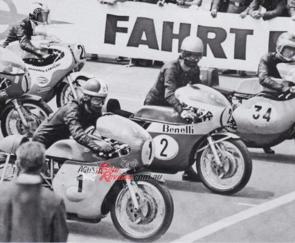 East German GP, Sachsenring. Ago MV, Pasolini Benelli, Molloy Kawasaki.