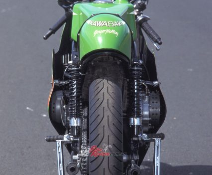 The huge triple sticks out from the frame a fair bit.