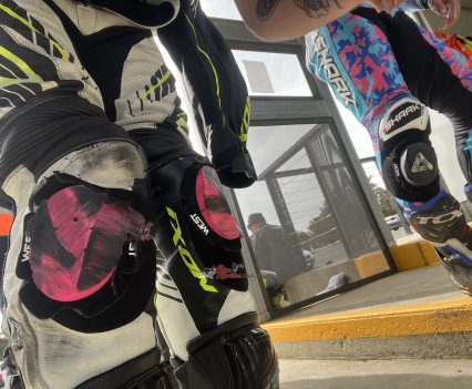 The knees are always something Zane wears out on his leathers.