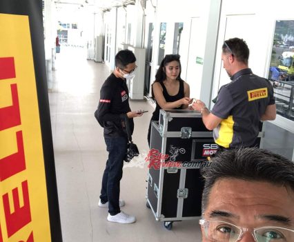 Arriving at the VIP Pirelli area.