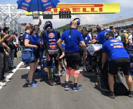 Prior to the start of race two.