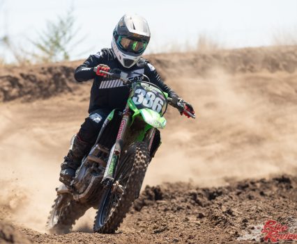 Yokoyama fanging the KX250 around.