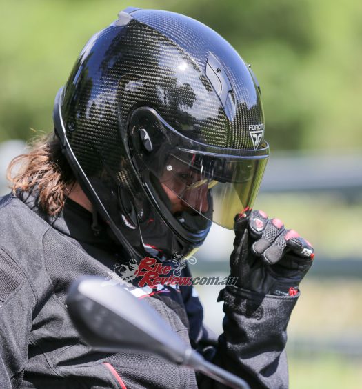 What an interesting lid, it’s a sign of the times when you have an intercom and camera built into your helmet.