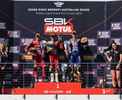 Race Two Podium at Phillip Island, Round One 2023... Bautista scores the hattrick for Ducati!