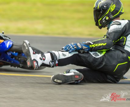 Zane loved spending plenty of time sliding along the track in his leathers.