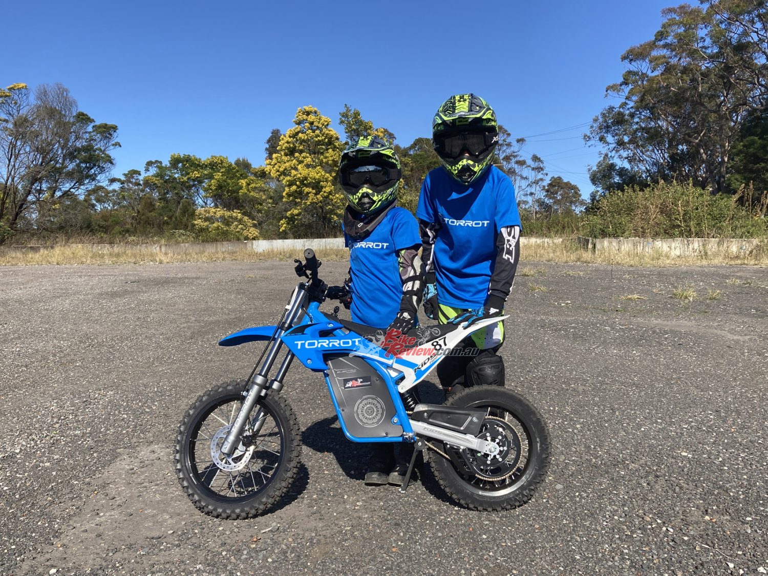 The boys out on their first ride on the BikeReview Torrot MX2. They loved it from the first twist of the throttle, particularly the fun factor of the electric acceleration.