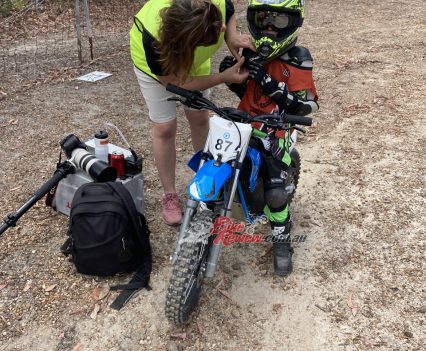 Anthony getting a helping hand from mum.