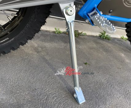 The sidestand is handy but we will have to remove it for racing of course.