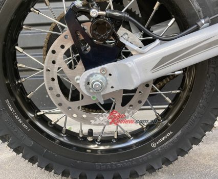 Disc brake rear and anodised alloy 12in rim.