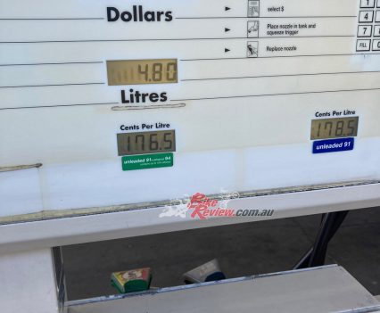 4.80L got me 238km and that is during engine break in...