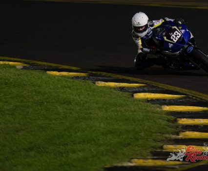 Racing was underway in the dark for the final OJC race of the weekend, the drying track made for interesting conditions.