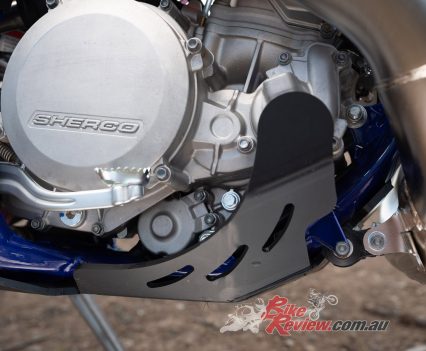 Bashplate on the two-stroke models.