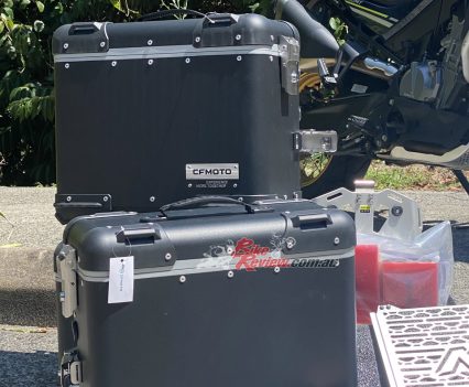 The hard panniers will be super helpful for the long miles Nick does commuting to work.