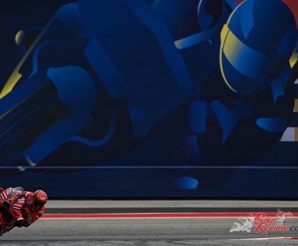 As the lights went out, it was the perfect start for Pecco as the Italian took the holeshot, with Rins in hot pursuit.