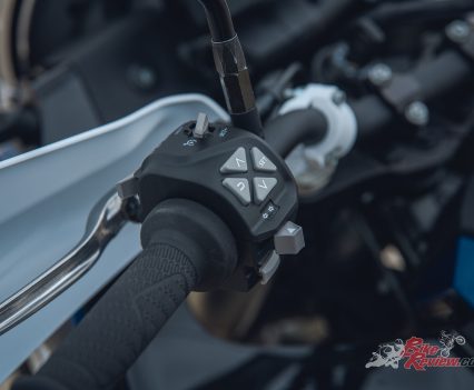 The dash is controlled via the tactile buttons.