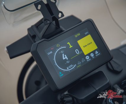 Power modes are set through the full-colour TFT dash...