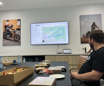 Mapping out the ride for the day.