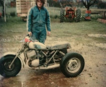 Rob's homemade trike deathtrap.