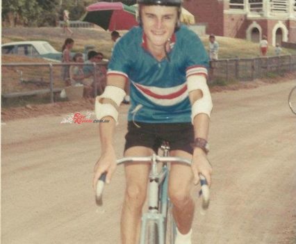 Rob racing his bicycle.