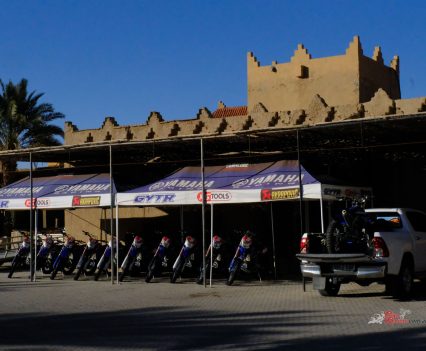 The Yamahas at our hotel in Erfoud.