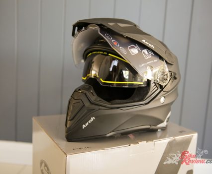 You'll have to buy a tinted visor separately but included in a flip down internal tinted visor. Fellow four-eyed dorks can rejoice once again as this is one of the only lids I've worn that comfortable fits frames under it.