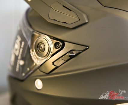 Internal visor lever.