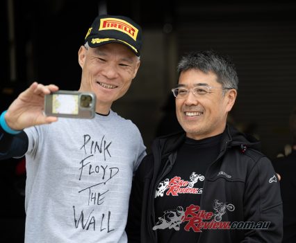 Catching up with fans and fellow media.