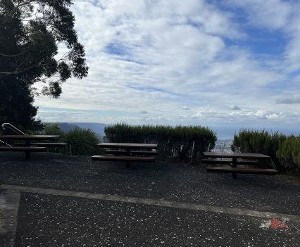 Picnic tables to set up for lunch.