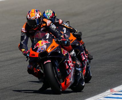 Miller and Binder were ragged perfection in the lead though, sliding their way around Jerez circuit in a two-man show for a few laps.