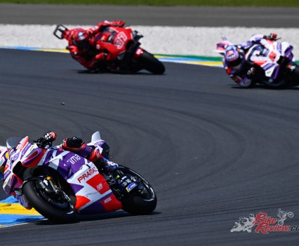 With 15 laps to go, Bezzecchi had 1.2s in his pocket to Marquez behind, who was 0.5s up the road from Martin, who had found his way through on Miller.