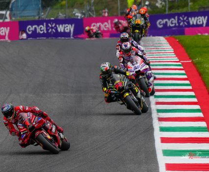 Bagnaia, Marc Marquez, Martin, Luca Marini (Mooney VR46 Racing Team), Bezzecchi, and Miller was the order the first time across the line.