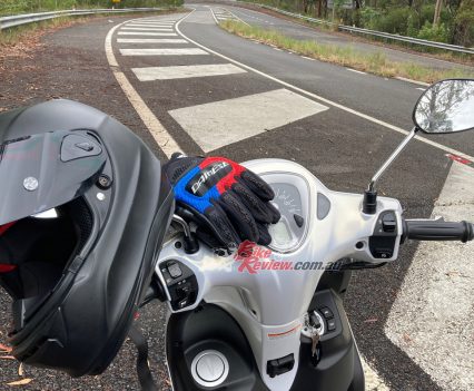 At Calga Interchange on the Old Road. My younger self would have cringed if he knew I would ever end up riding a scooter up the Old Road!