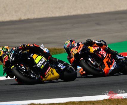 The laps ticked away and it seemed Bagnaia was controlling the pace, stretching out the leading battle. But Binder and Bezzecchi were still very much on the chase, and with 10 to go Bezzecchi had had enough of following the KTM.