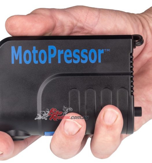 The V2 still pumps over 130psi and will inflate a 150/70 R18 tyre from zero to 31psi in three minutes. All with a weight of 345g and size of 100x74x35mm.