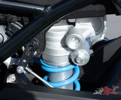 Marzocchi central spring strut rear, spring preload, adjustable compression and rebound stage with DDC.