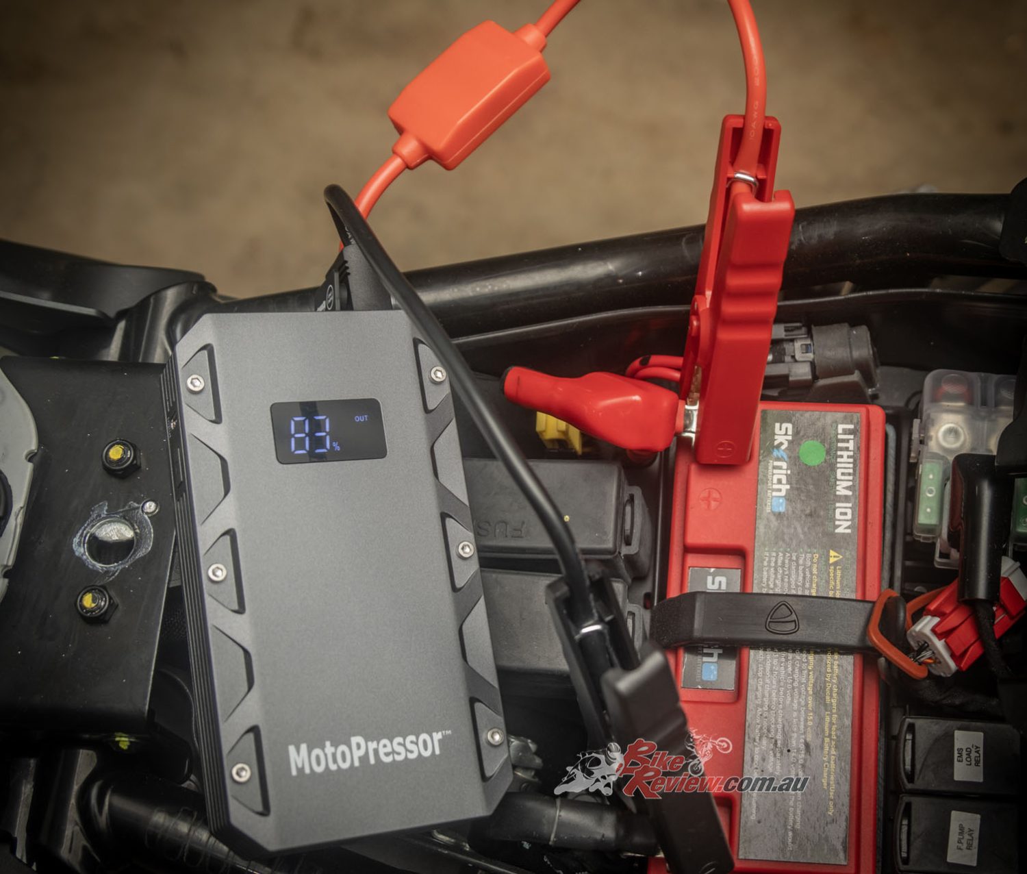 These accessories may not be cheap, but they’re priceless. The MotoPressor 500A Jumper Starter is a valuable piece of kit that will get you out of strife when your battery goes flat.